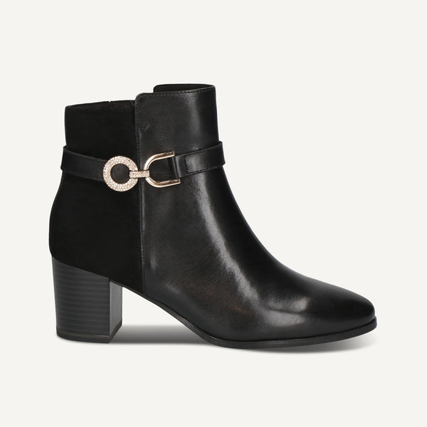 Caprice | 25302 Leather Heeled Ankle Boot | Black