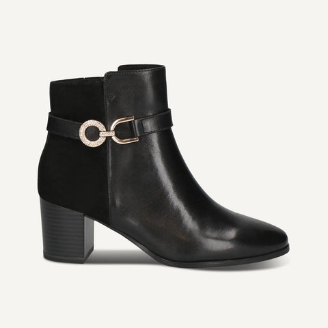 Caprice | 25302 Leather Heeled Ankle Boot | Black