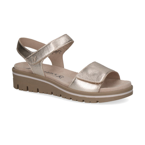Caprice | 'H' Fit Metallic Flat Sandal | 28712 | Platinum