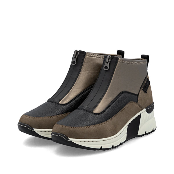 Rieker | N6352-25 Zip Front Trainer Boot | Brown Multi