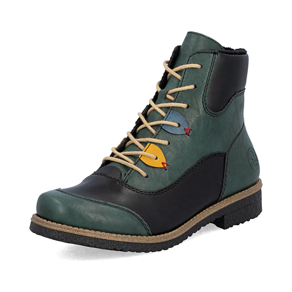Rieker | 73510-90 Lace Up Boot | Green Multi
