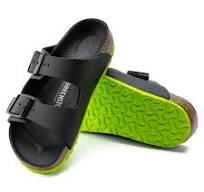 Birkenstock KIDS | Arizona | Desert Soil | Vibrant Black/Lime | ONLINE EXCLUSIVE