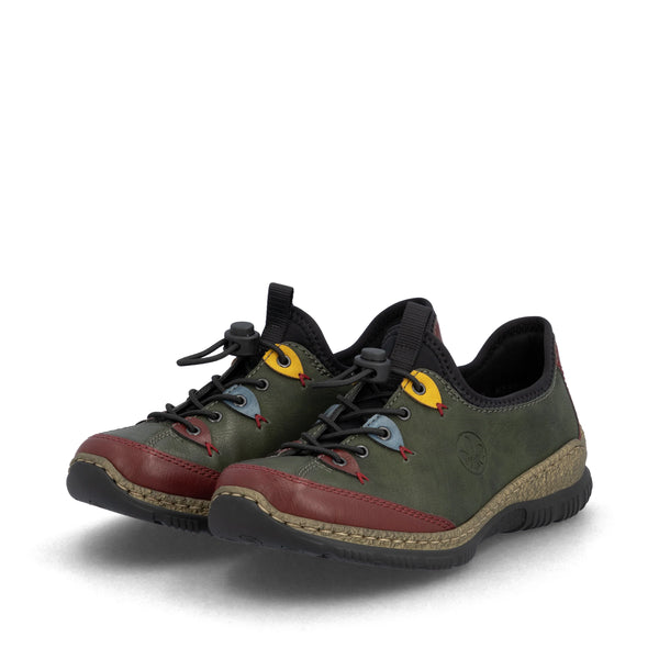 Rieker | N3271-54 Elasticated Toggle Shoe | Dark Green