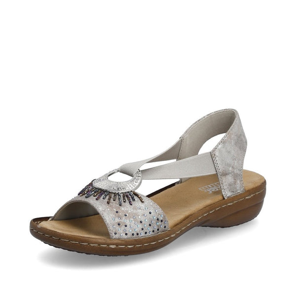 Rieker | Embellished Sandal | 60880-90 | Metallic Silver