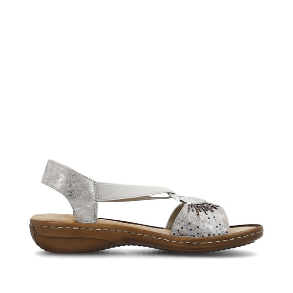 Rieker | Embellished Sandal | 60880-90 | Metallic Silver