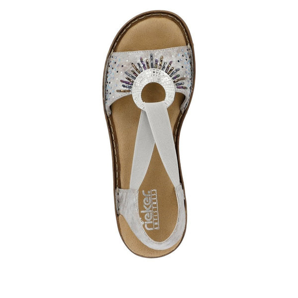 Rieker | Embellished Sandal | 60880-90 | Metallic Silver