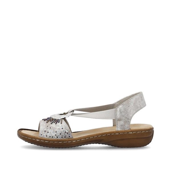 Rieker | Embellished Sandal | 60880-90 | Metallic Silver