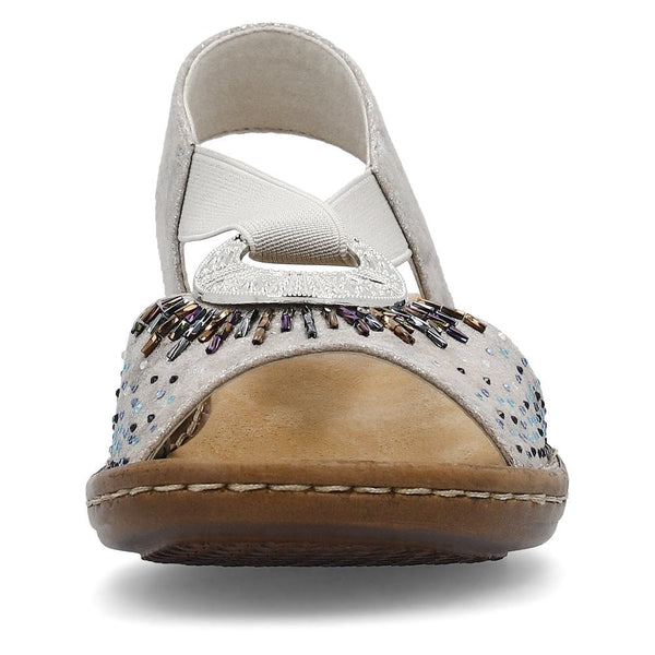 Rieker | Embellished Sandal | 60880-90 | Metallic Silver