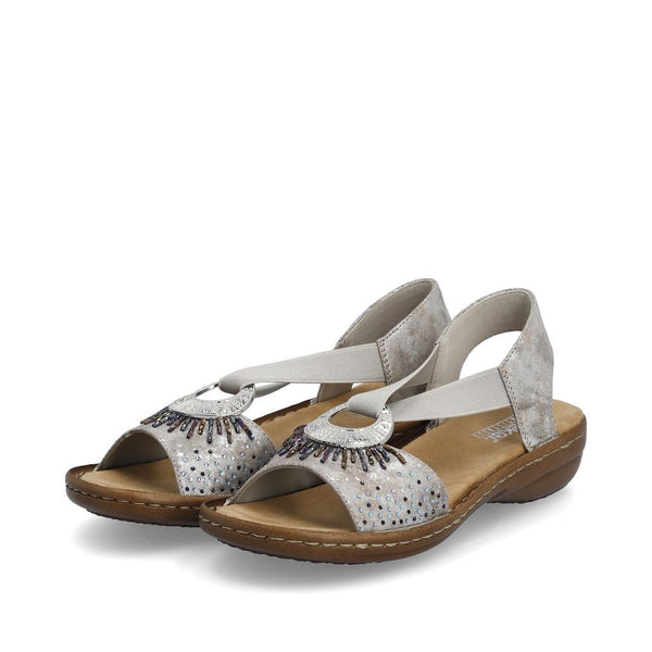 Rieker | Embellished Sandal | 60880-90 | Metallic Silver