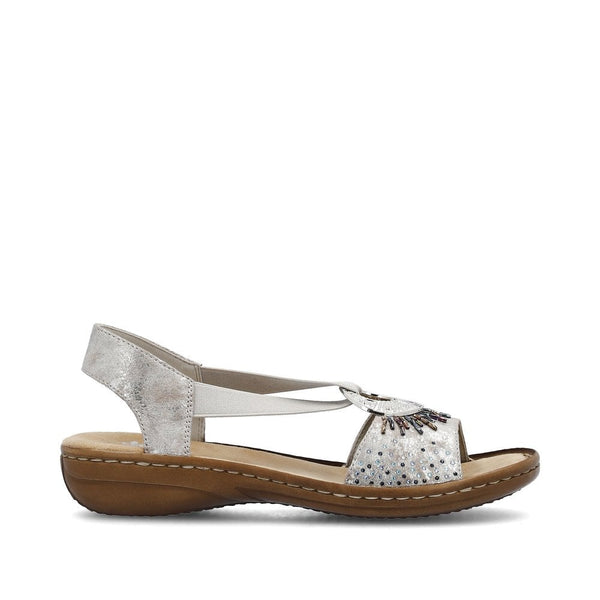 Rieker | Embellished Sandal | 60880-90 | Metallic Silver