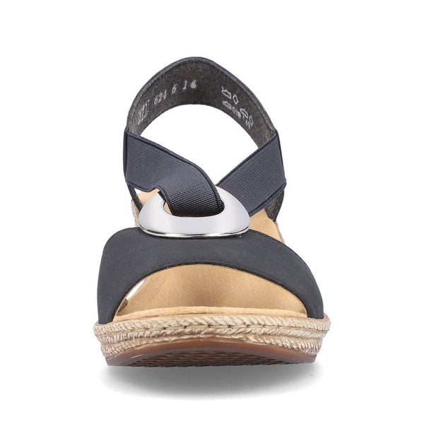 Rieker | Elasticated Wedge Sandal | 624H6-14 | Navy Blue
