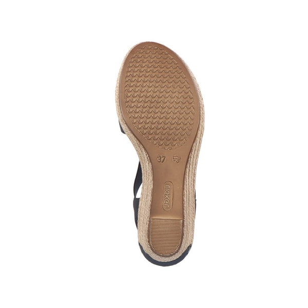 Rieker | Elasticated Wedge Sandal | 624H6-14 | Navy Blue