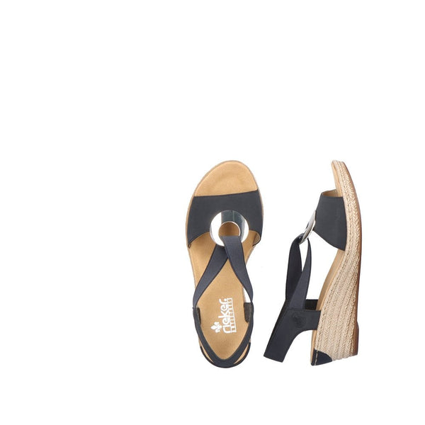 Rieker | Elasticated Wedge Sandal | 624H6-14 | Navy Blue