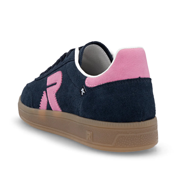 Rieker | W2200-15 Suede Trainer | Navy/Pink
