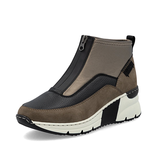 Rieker | N6352-25 Zip Front Trainer Boot | Brown Multi
