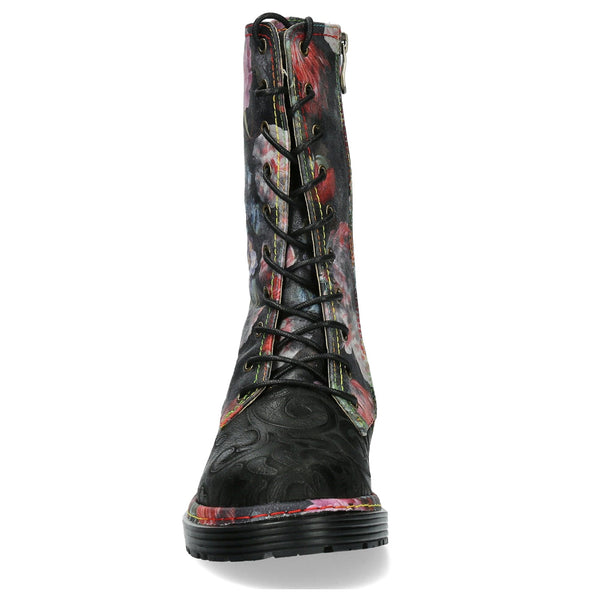 Laura Vita | Incaso 18 Floral Lace Up Boot | Black Multi