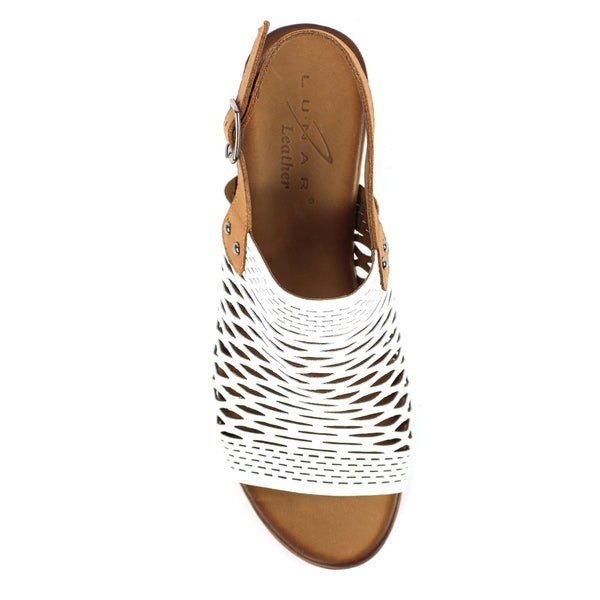 Lunar | Jessica Leather Sling Back Sandal | White