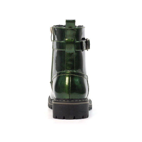 Lunar | Parlour Patent Lace Up Ankle Boot | Green