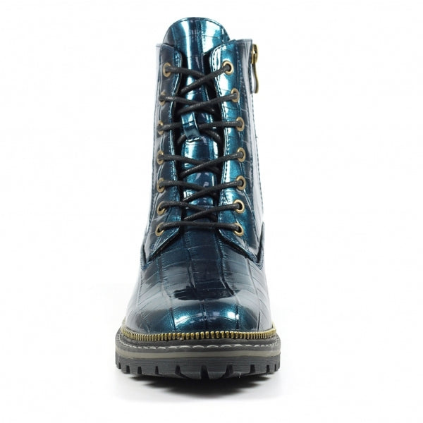 Lunar | Patent Croc Ankle Boot | Blue