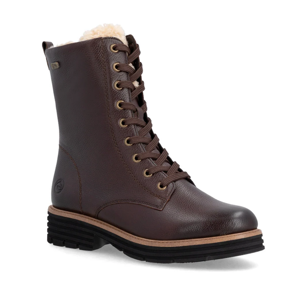 Remonte | Fur Lined Waterproof Leather Boot | D3A73-25 | Chocolate Brown