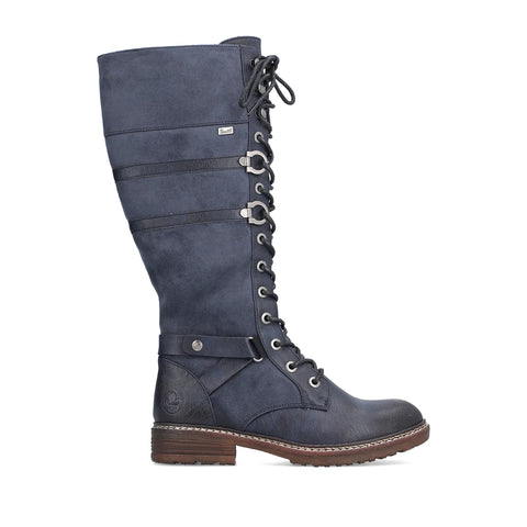 Rieker | 94732-14 Long Lace Up Boot | Dark Blue