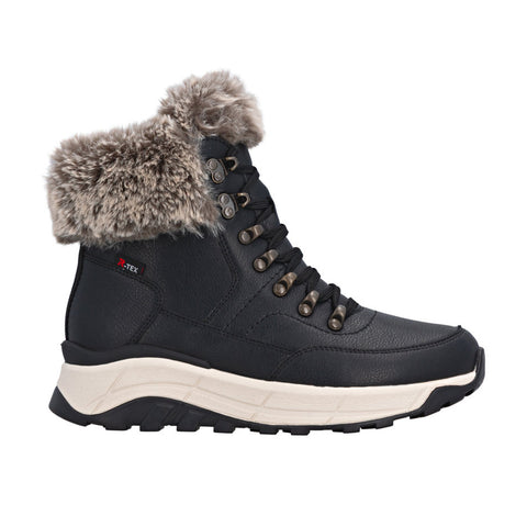 Rieker Tex | W0063-00 Lambswool Lined Walking Boot | Black