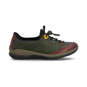 Rieker | N3271-54 Elasticated Toggle Shoe | Dark Green