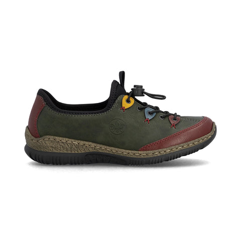 Rieker | N3271-54 Elasticated Toggle Shoe | Dark Green