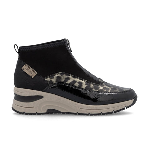 Rieker | N9362-00 Zip Front Trainer Boot | Black Multi