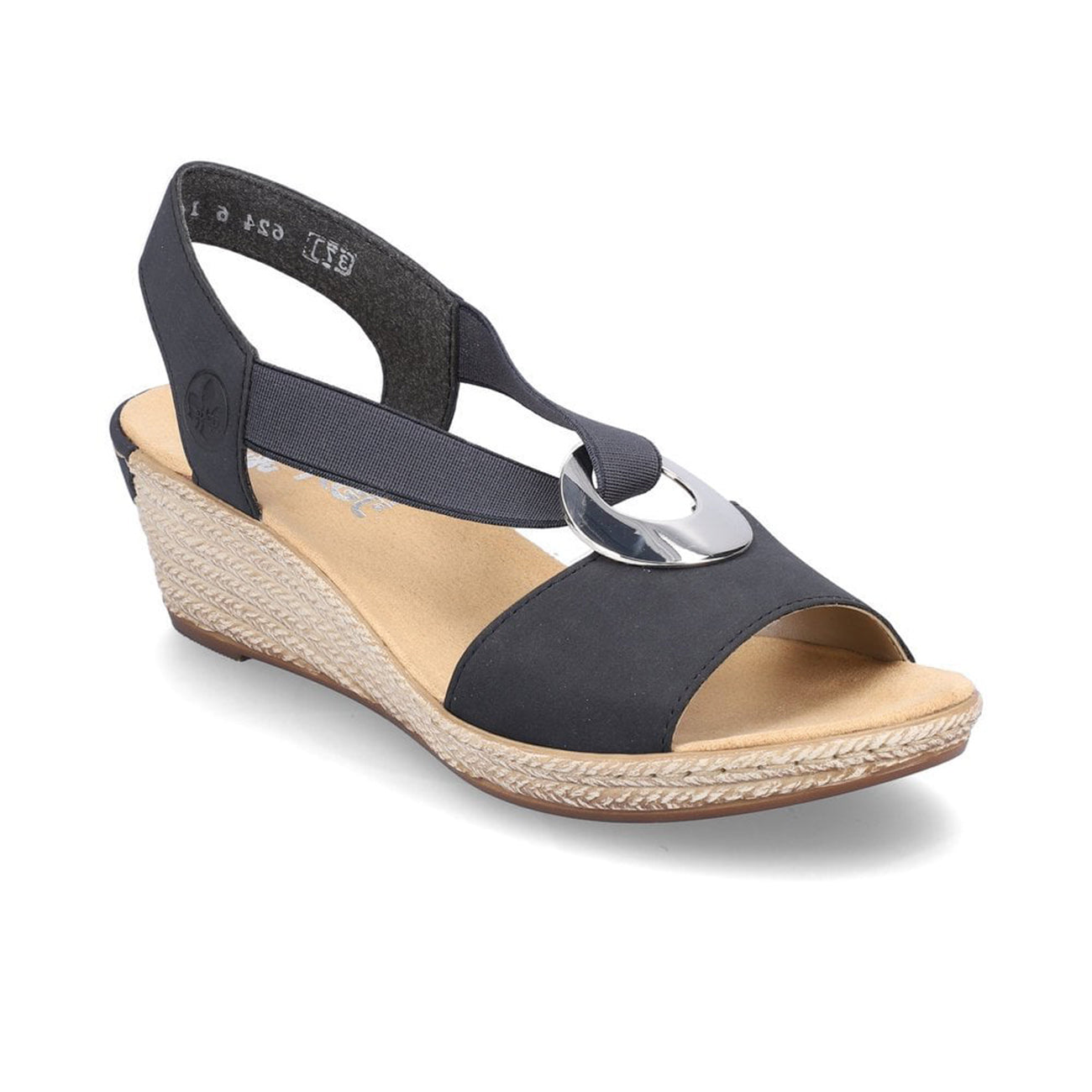 Rieker | Elasticated Wedge Sandal | 624H6-14 | Navy Blue