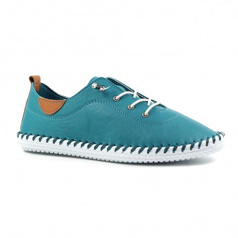 Lunar | St Ives Leather Plimsoll | Teal