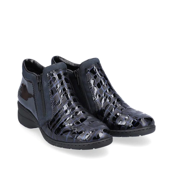 Rieker | Double Zip Ankle Boot L4382-14 | Navy â Just Shoes Whitstable