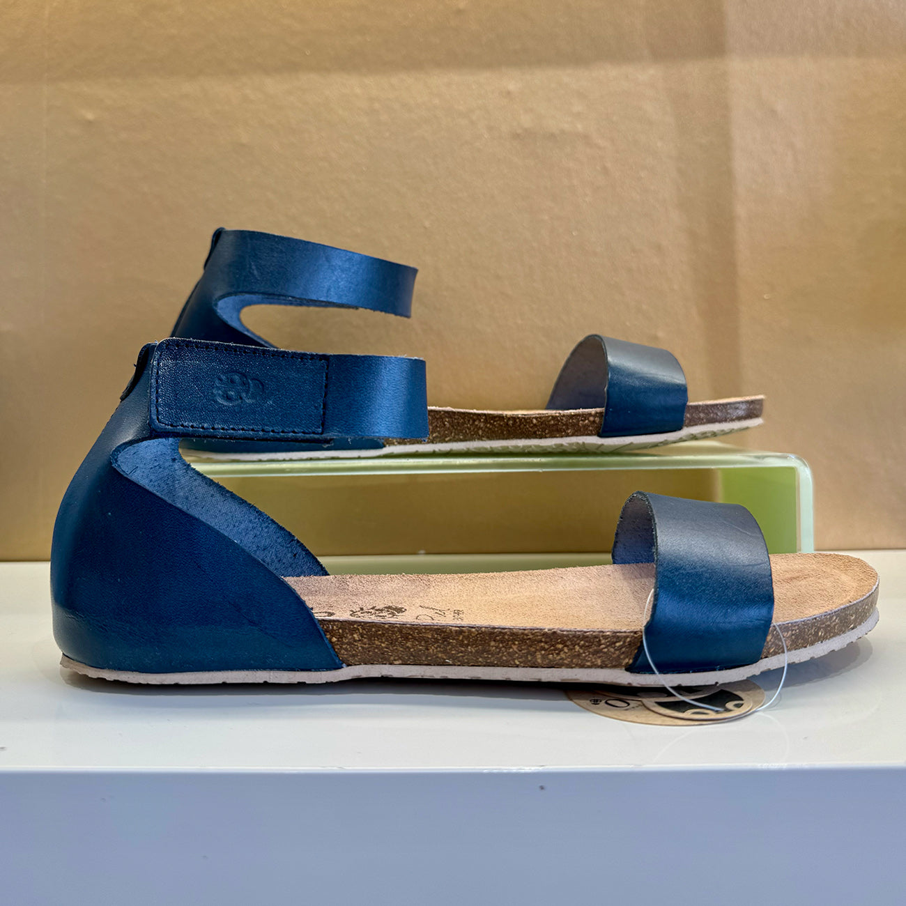 Yokono | Genova-400 | Flat Sandal with Ankle Strap | Navy