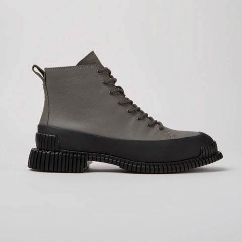 Camper | Pix Leather Lace Up Boot | Grey/Black
