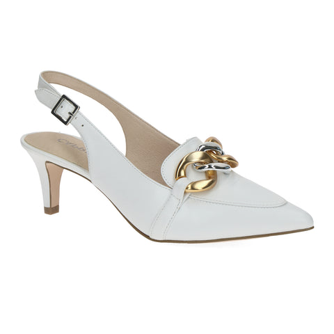 Caprice | Premium Leather Heeled Shoe 29602 | White