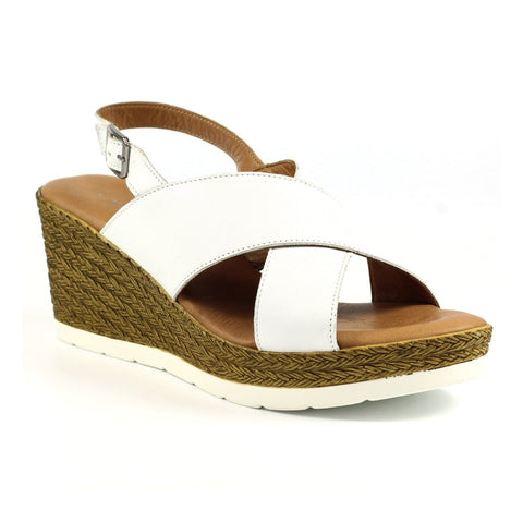 Lunar | Chateux Leather Wedge Sandal | White