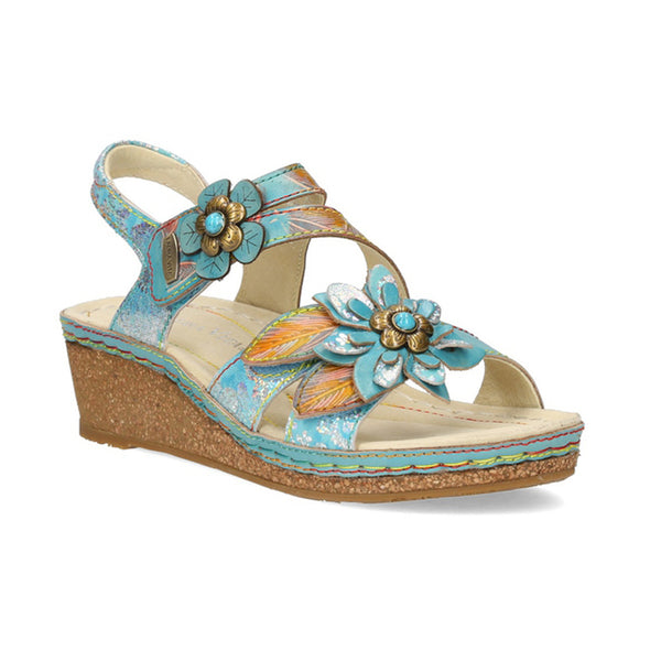 Laura Vita | Facscineo 43 Wedge Sandal | Turquoise