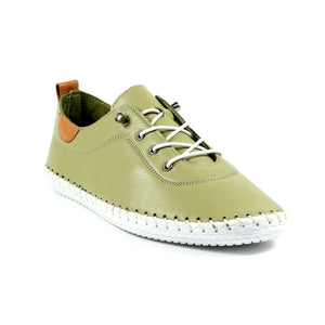 Lunar | St Ives Leather Plimsoll | Khaki