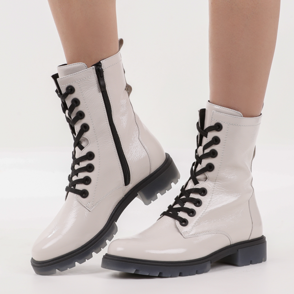 Caprice | Lace Up Ankle Boot 25251 | Patent Snow Leather