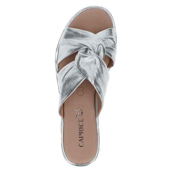Caprice | Soft Leather Slip On Sandal 27100 | Silver