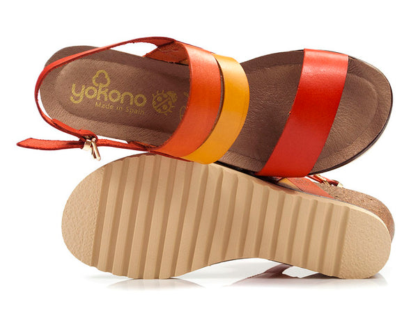Yokono | Motril-028 Wedge Sandal | Orange Multi