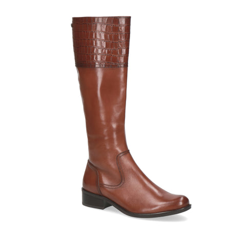 Caprice Long Rider Boot | 25535 | Cognac/Croc Detail