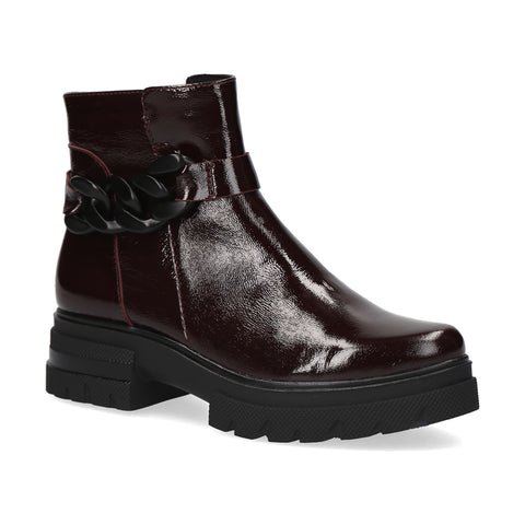 Caprice | Chunky Ankle Boot 25413 | Bordeaux Patent Leather