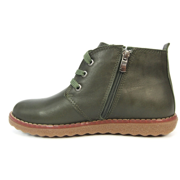 Lunar | Claire Lace Up Leather Boot | Green
