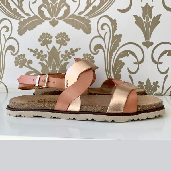 Yokono Flat Sandal | Rodas-001 | Rose Gold/Salmon