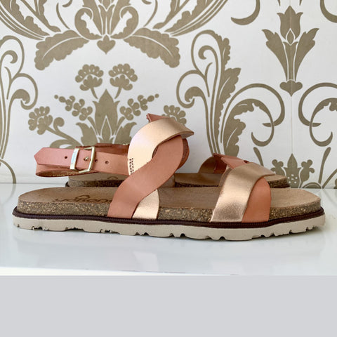 Yokono Flat Sandal | Rodas-001 | Rose Gold/Salmon