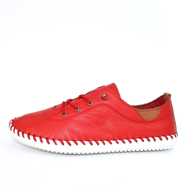 Lunar | St Ives Leather Plimsoll | Red