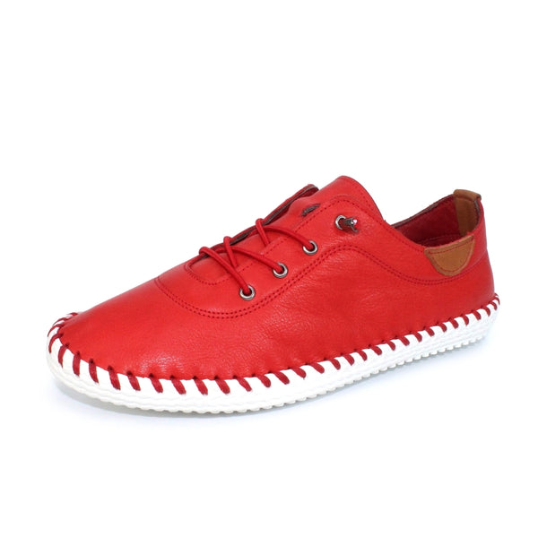Lunar | St Ives Leather Plimsoll | Red