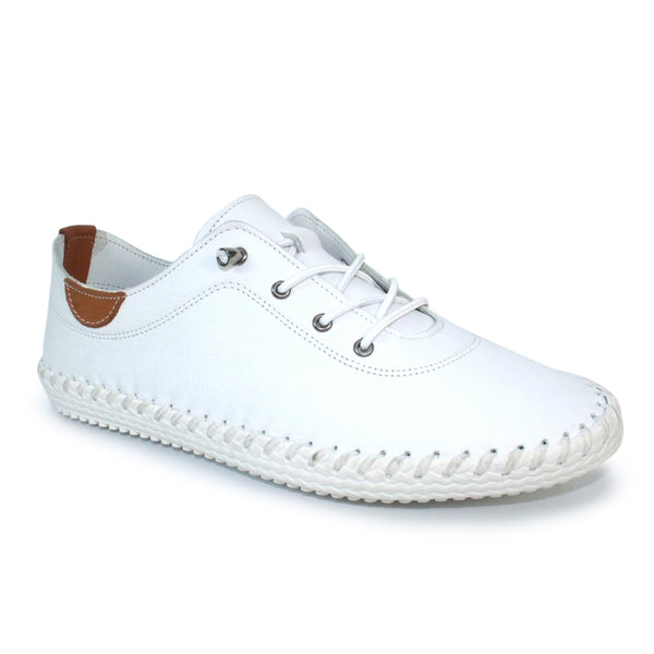 Lunar | St Ives Leather Plimsoll | White