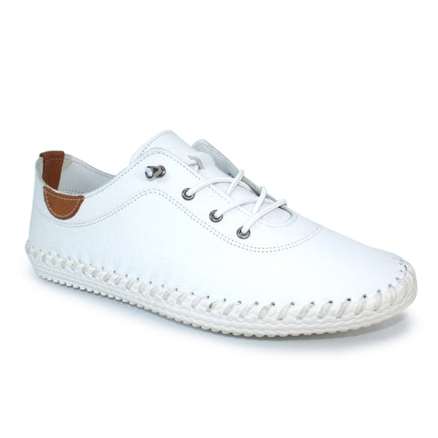 Lunar | St Ives Leather Plimsoll | White